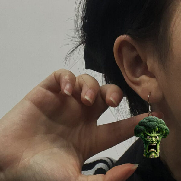 Wholesale Broccoli angry vegetable cartoon acrylic earrings