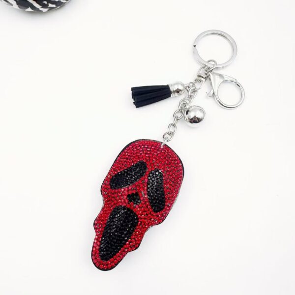 Wholesale Hip-Hop Ghost Head Keychain Crystal Gemstone Diamond