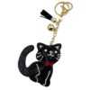 Wholesale 12pcs velvet rhinestone cat keychain fashionable crystal-studded keychain