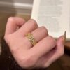 Wholesale Five Emperors Money Sand Gold Sparkling Diamond Wealth Ring