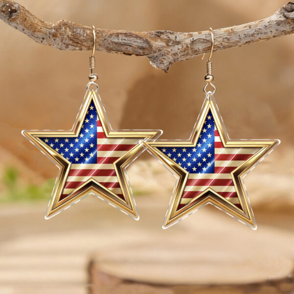 Wholesale Red White and Blue Flag Star Pendant Acrylic Earrings