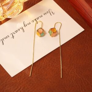 Colorful opal rubik's cube ear wire