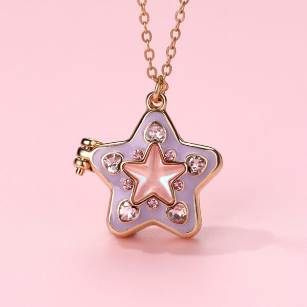 Wholesale opening and closing five-pointed star colored diamond clavicle chain starfish necklace