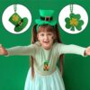 Wholesale Green Shamrock Hat Bead Chain Pendant Necklace St. Patrick's Day