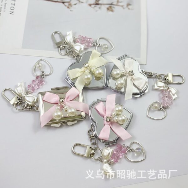O1CN01JXM6GE20vkgY2iPgO_2550186912-0-cib Wholesale Colorful Bow Love Mirror Metal Keychain