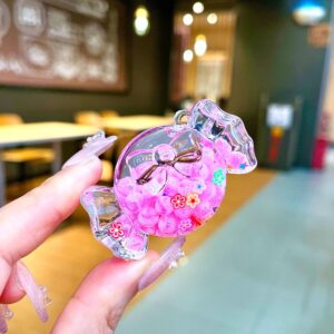 Pink glow-in-the-dark bubble beads (without clasp) - Round candy / Quantity 1 is 1