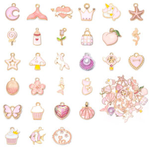 Mix 29 pink oil dripping pendants/1 each