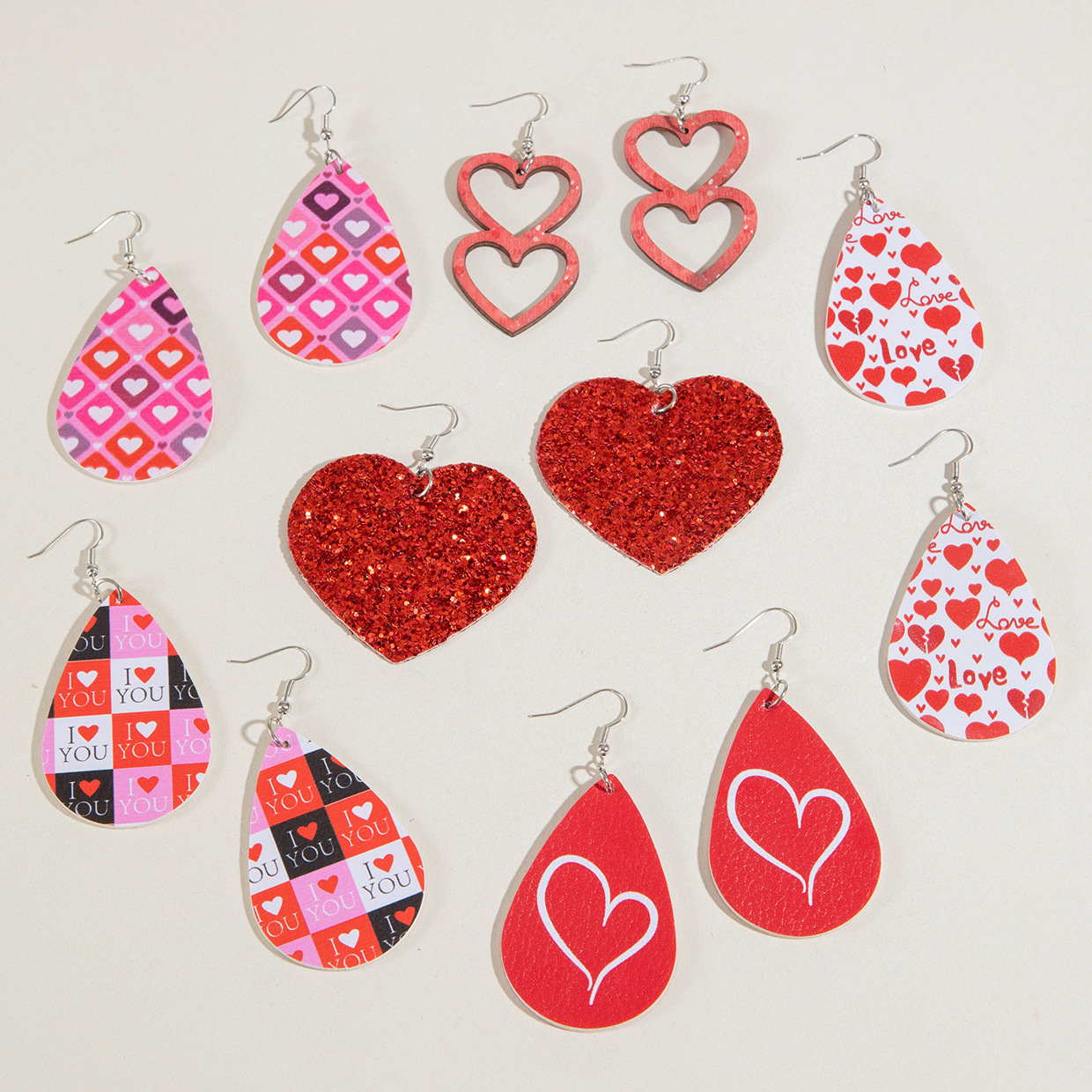 Wholesale Waterop Peach Heart Valentine's Day Sparkling Love Earrings