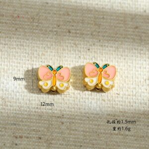 Pink and white butterfly spacer beads