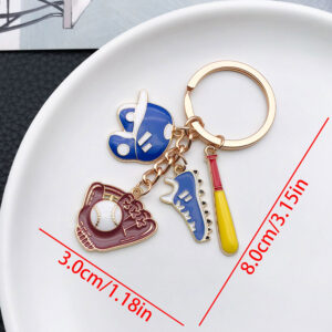 ER872-Sports Series Drop Oil Blue Baseball Guard Keychain -13.4g