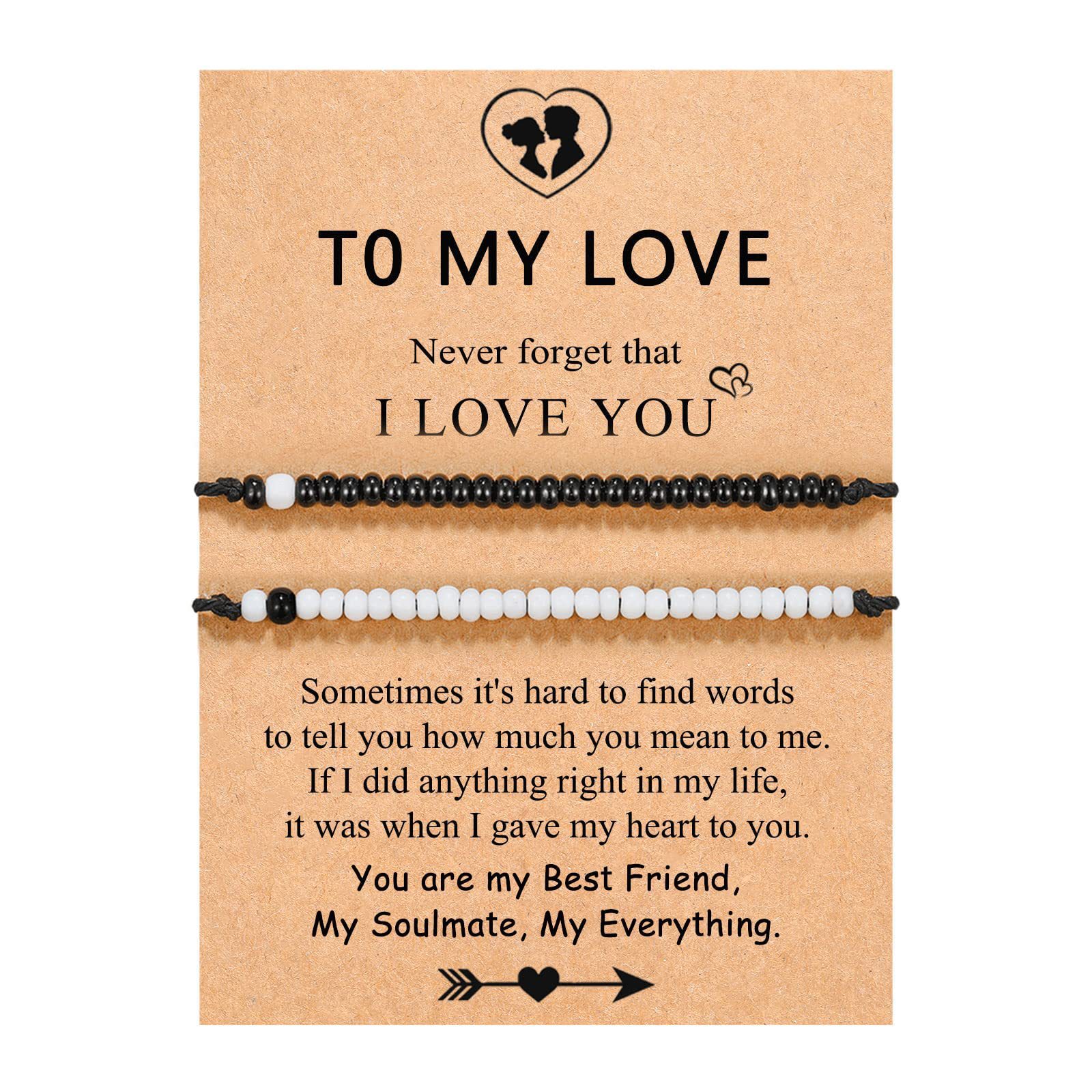 Wholesale Cole adjustable Morse code black and white rice bead bracelet