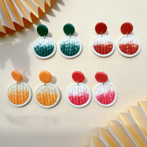 Wholesale Weaving circular geometric soft ceramic earrings