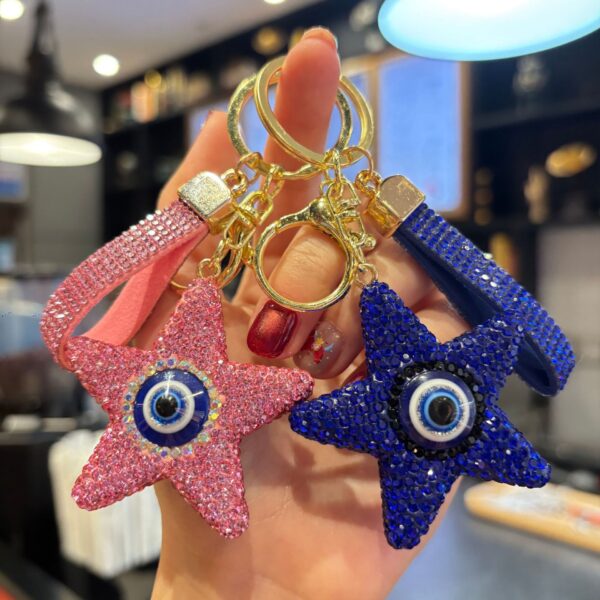 Wholesale Full Rhinestone Star Demon Eye Car Keychain