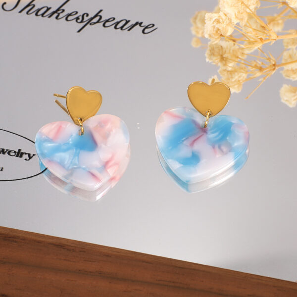 Wholesale Acrylic stainless steel earrings, heart-shaped Valentine's Day earrings