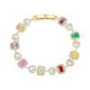 Wholesale Square colored zircon full diamond bracelet