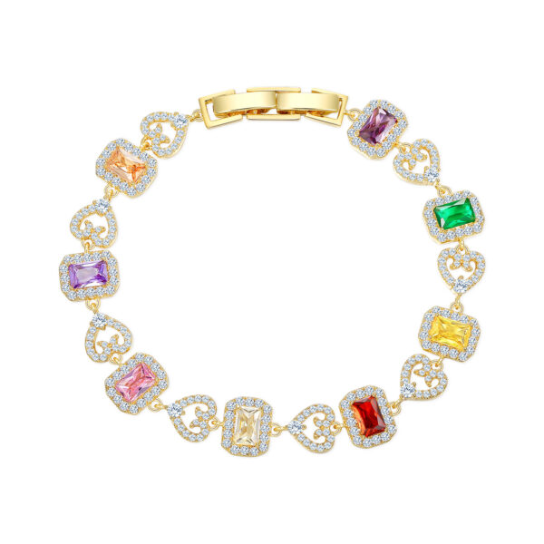 Wholesale Square colored zircon full diamond bracelet