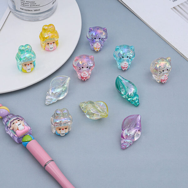 Wholesale DIY Acrylic Silicone Accessories Perforated Bracelet Phone Chain Hanging Ring Jewelry Decoration Baroque Style Loose Beads Cute and Fun