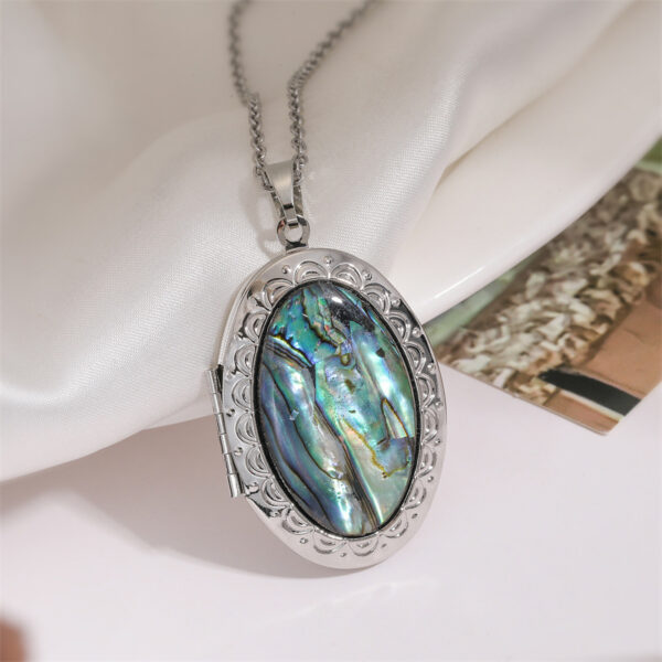 Wholesale Silver Round Natural Abalone Shell Pendant Necklace