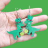 Wholesale green four-leaf clover lucky grass dinosaur teeth hat boots beer earrings