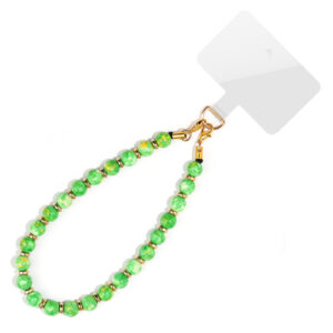 Green rain flower pebble phone charm