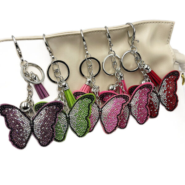 Wholesale Diamond-Studded Butterfly Keychain Fashion Tassel Bag Pendant