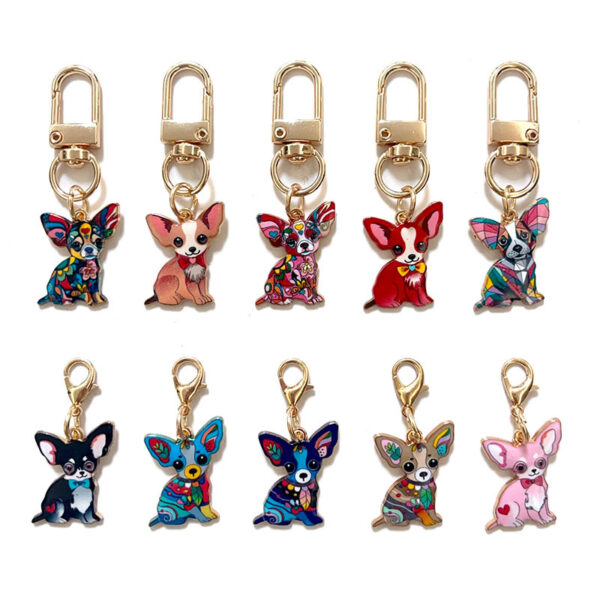 Wholesale Alloy Color Printed Bow Tie Dog Pet Metal Keychain