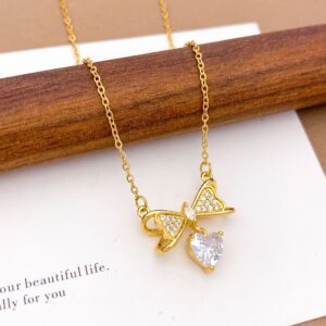 Xl1650 bow love necklace gold