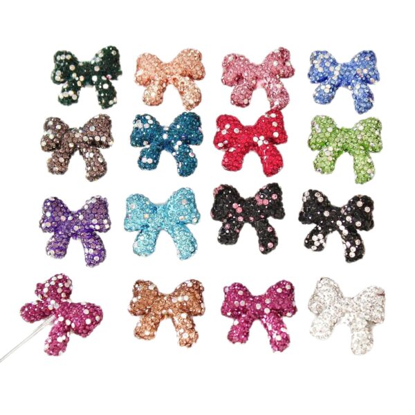 Wholesale 10pcs Colorful diamond clay butterfly bow ribbon with vertical hole beads