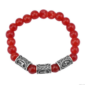 Red beads + 3 ancient tin runes / Rune pattern random