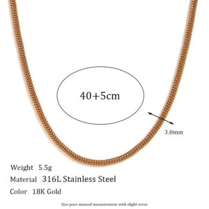 3mm Fox Chain-Gold Necklace -40cm +5cm