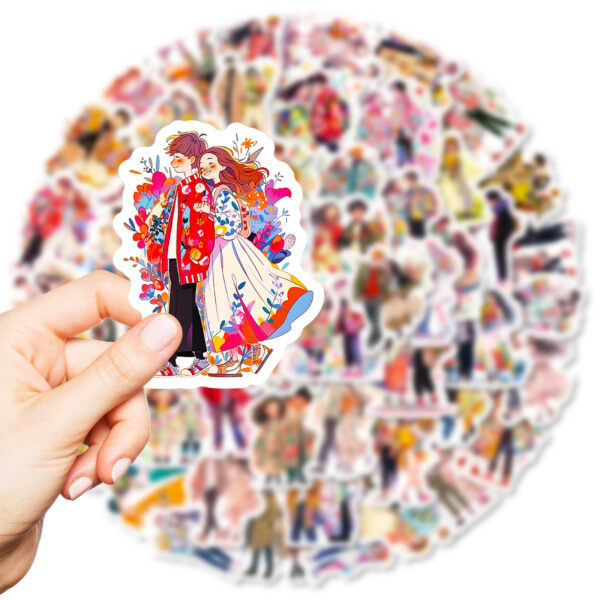 Wholesale 5pcs 56 Literary and Artistic Cartoon Couple Graffiti Stickers