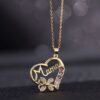 Wholesale Heart-Shaped Colored Diamond Mom Necklace Mother's Day Gift Mom Letter Necklace