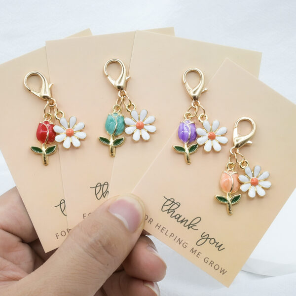 O1CN01JsEXZF1IC66BoIqJp_2219385860856-0-cib Wholesale Colorful Tulip Sunflower Alloy Keychain