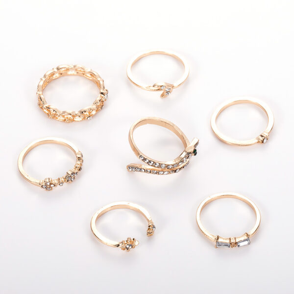 Wholesale Geometric Joint Ring Cut Out Moon Snake Ring Set Ring