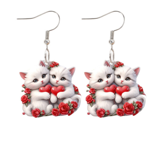 Wholesale Cute Cat Valentine's Day Acrylic Earrings