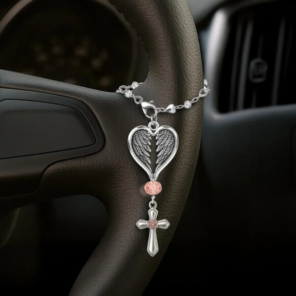 O1CN01JujAZQ1nDFCIxJ3aw_2217270355055-0-cib Wholesale Diamond-studded heart chain angel wing cross keychain