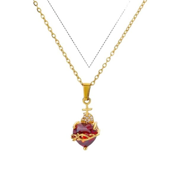 Wholesale Pink stone gold arrow studded diamond necklace