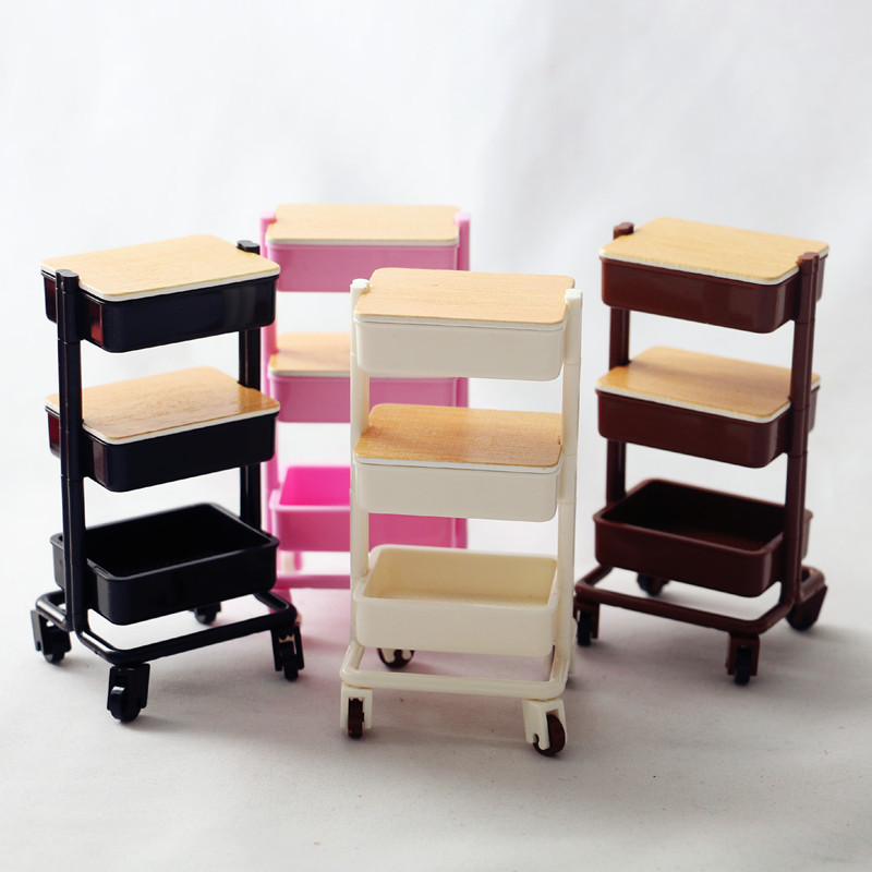 Wholesale Miniature mobile handcart storage rack Doll Aessories