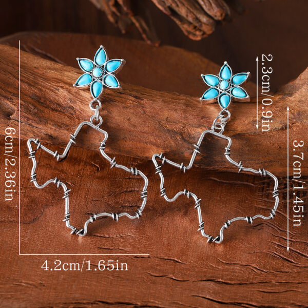 Wholesale Western style floral turquoise inlaid earrings