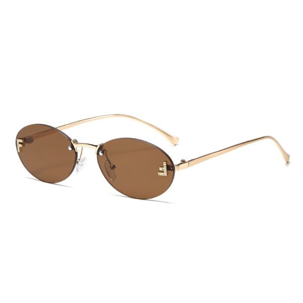 Wholesale Letter frameless diamond inlaid oval frame sunglasses