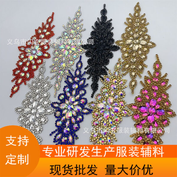 Wholesale Multi colored glass diamond flower water diamond DIY Patches