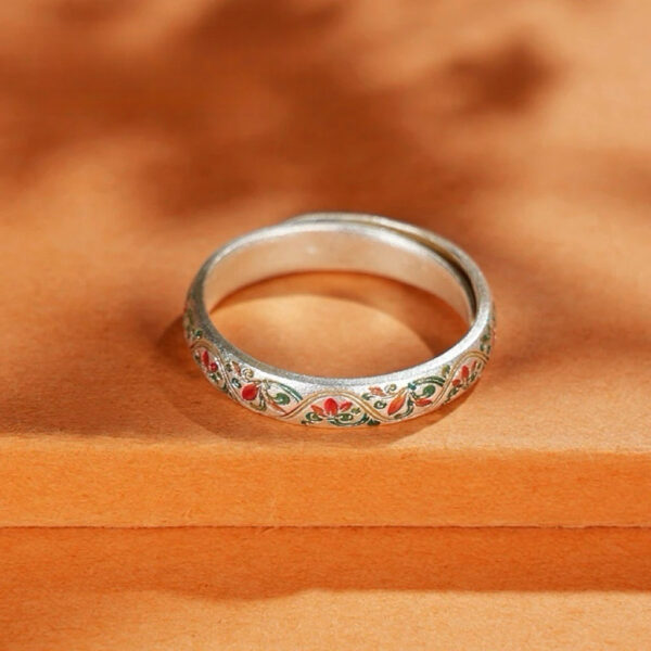 Wholesale Flower Vine Gold Enamel Index Finger Ivy Open Ring