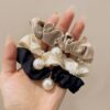 Wholesale satin hanging Pearl large hair Ring women's hair rope hair band