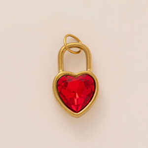 Red heart-shaped zircon pendant