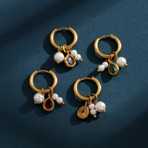 Wholesale Water droplet shaped stainless steel pearl earrings