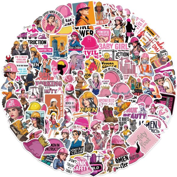 Wholesale 100 Pink Cartoon Safety Helmet Stickers DIY Waterproof