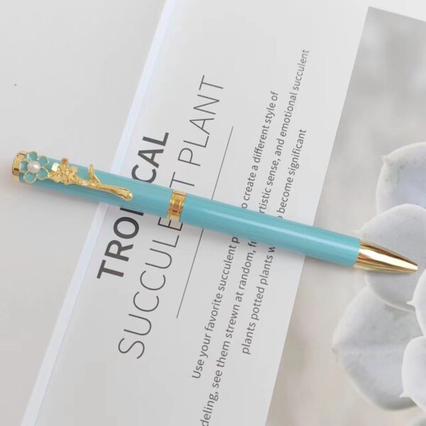 Wholesale Pearl Flower Pen Clip Cartoon Metal Pen