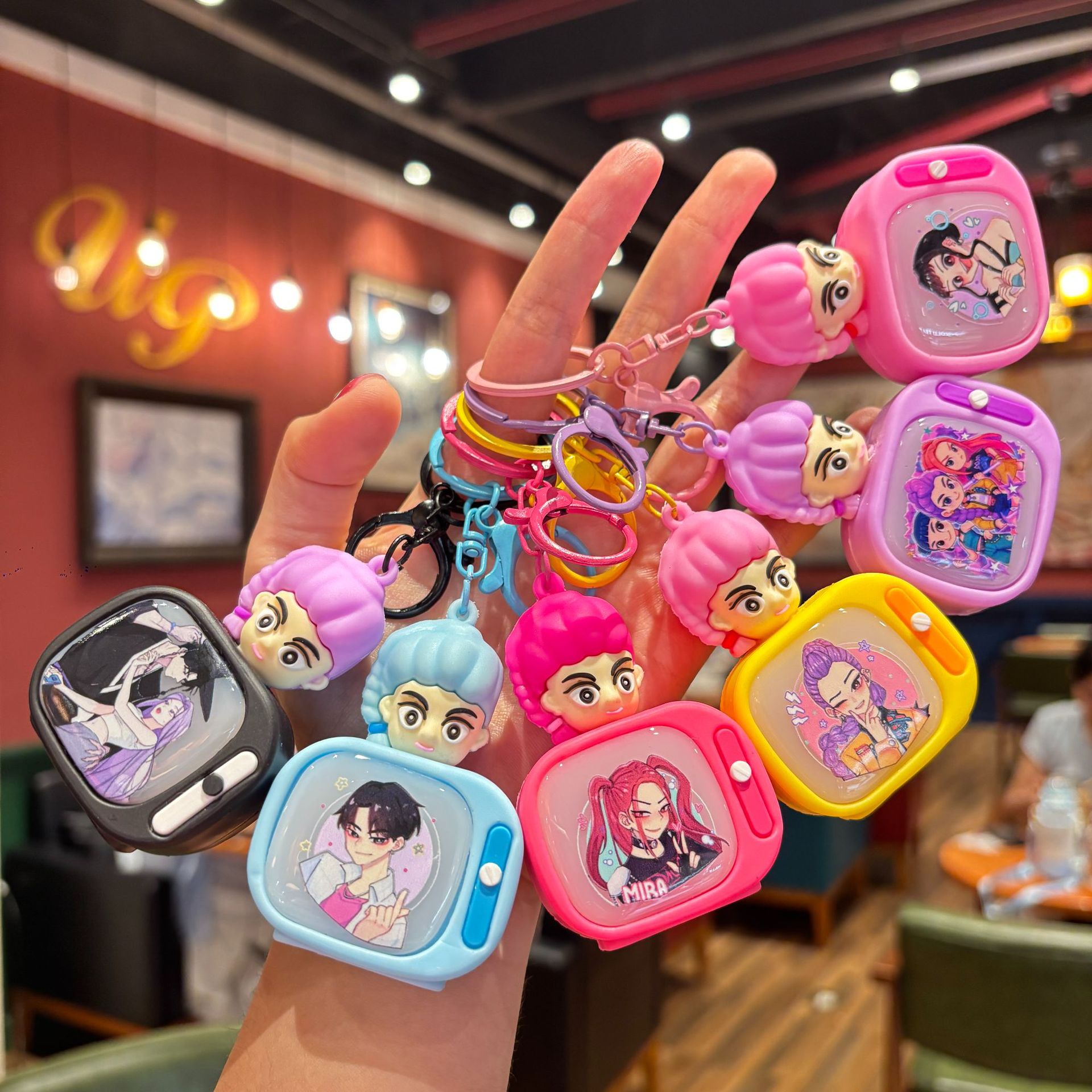 Wholesale Cartoon Cute Girl Lights TV Keychain