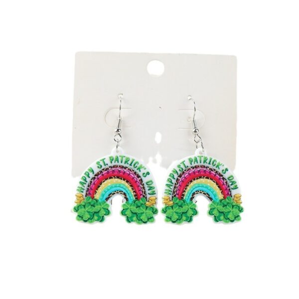 Wholesale Double sided St. Patrick's Day green love rainbow acrylic earrings