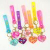 Wholesale Acrylic Light-Up Heart Glitter Keychain